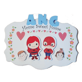 C&F Wooden Home Sweet Home Big Ribbon Name Plate